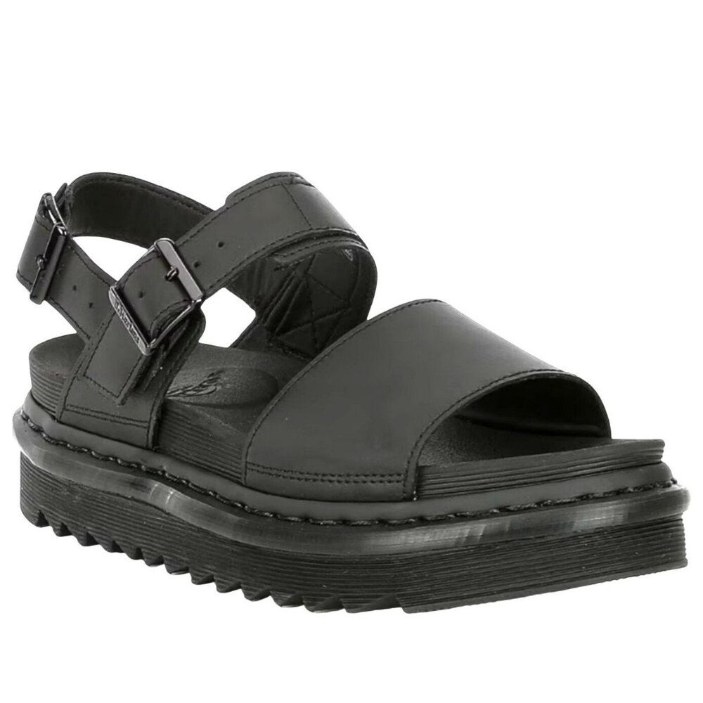Dr. Martens Voss Soft Wair Platform Leather Ankle Strap Sandals Womens 8 Black